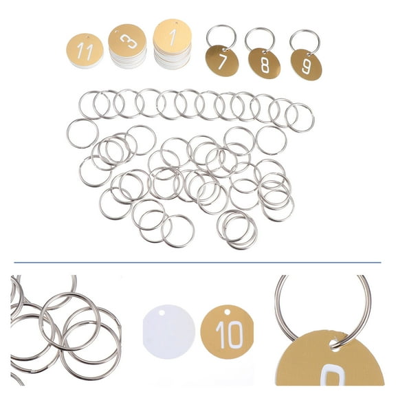 WEUVEB Engraved Plastic Number Tags, Golden ABS, Round, for Home 50Pcs