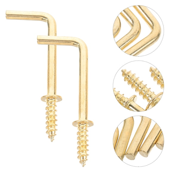 WEUVEB 50Pcs L Shaped Screw Hooks Metal Self Tapping Hooks for Hanging Picture Frames