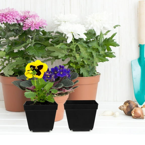 WEUVEB Black Plastic Plant Pots for Gardening, 50 Pieces, for Indoor and Outdoor Use