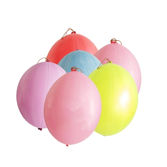 WEUVEB 50Pcs Latex Punch Balloons with Rubber Band Handles Assorted Colors for Birthday Parties