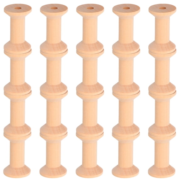 WEUVEB 50Pcs Vintage Beige Wooden Spools for Sewing Beading and Elastic Cord Projects