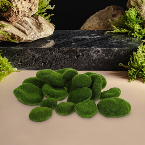 WEUVEB Faux Green Moss Stones for Versatile Home and Office Decor 50Pcs
