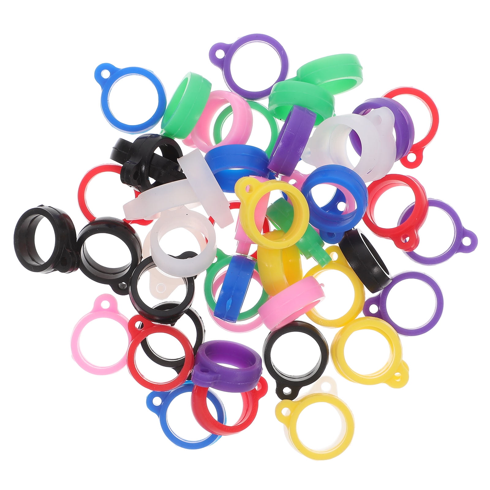 WEUVEB 50Pcs Adjustable Silicone Keychain Rings with Anti Lost Feature ...