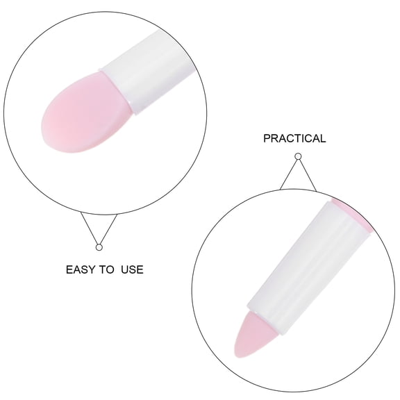 WEUVEB 50pcs Silicone Eyeshadow Brush for Creating Plump Defined Lips Handle and Pink