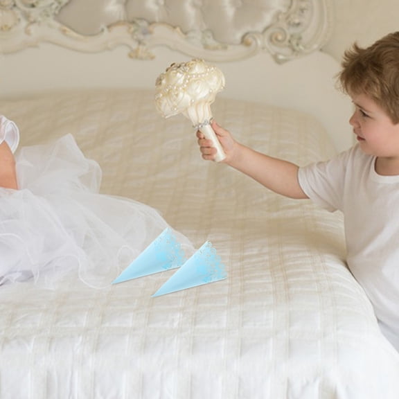 WEUVEB 50pcs Sky Blue Paper Food Cones Party Decorations for Valentines Day Events and Celebrations