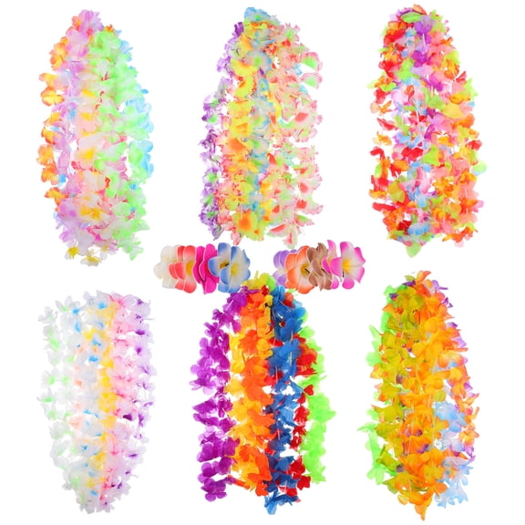 WEUVEB 52Pcs Flower Lei Gar Assorted Color Reusable Polyester Fabric Party Accessory