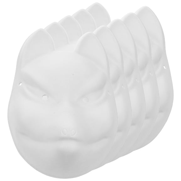 WEUVEB 5-Pack White Paper Animal Masks, Blank Craft Face Masks for Party, Costume, School Play, Performance Prop Supplies