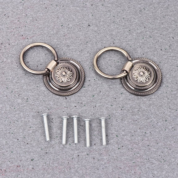 WEUVEB 5Pcs Round Metal Handles for Cabinets Green Bronze Vintage Furniture Handle for Home Use