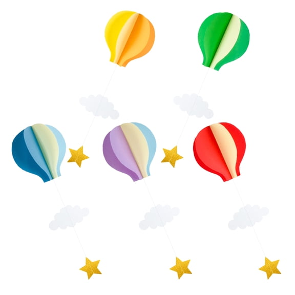 WEUVEB 5Pcs Assorted Color Hot Air Balloon and Cloud Hanging Decor for Birthday Wedding Party