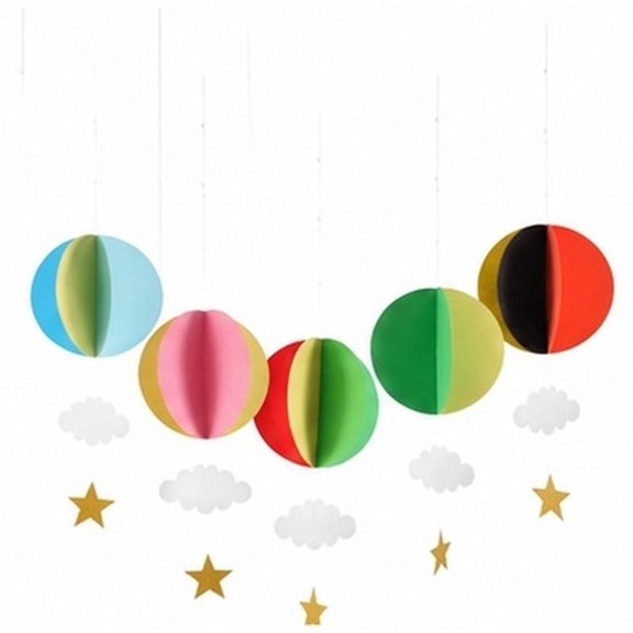 WEUVEB 5Pcs Decorative Hanging Clouds and Hot Air Balloon Garland for Anniversary Celebration Decor