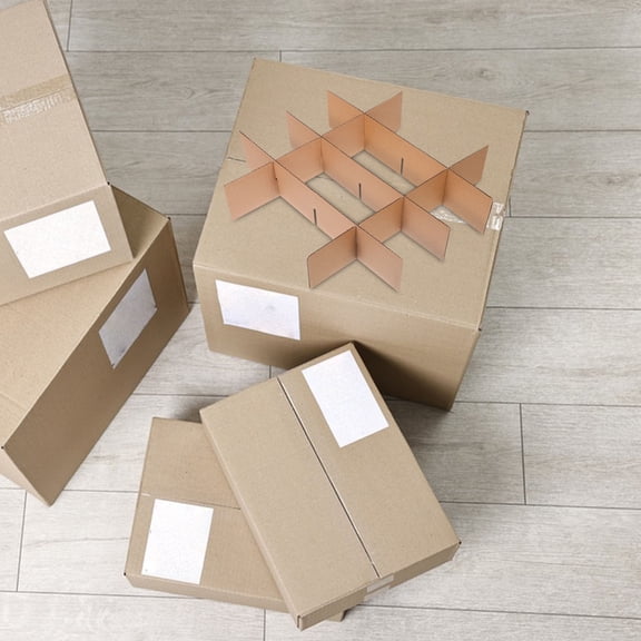 WEUVEB 5Pcs Glassware Moving Divider Box Insert Khaki Cardboard Grid for Secure Transport
