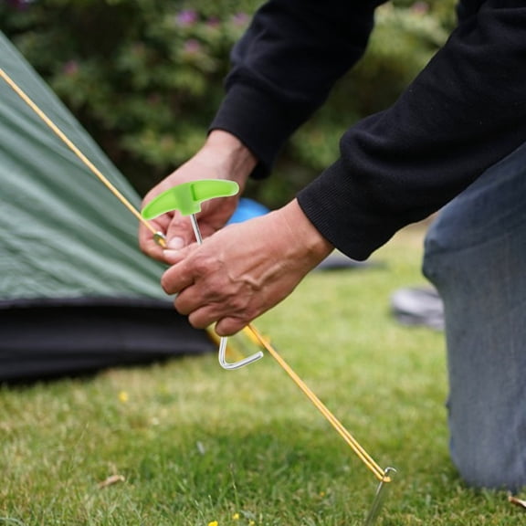 WEUVEB 5Pcs Green Tent Stake Puller Tool Durable Metal for Outdoor Camping Use