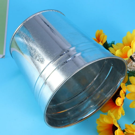 WEUVEB 5Pcs Retro Style Silver Iron Bucket Flower Pot Planter Pots Zinc Plated for Garden Decoration