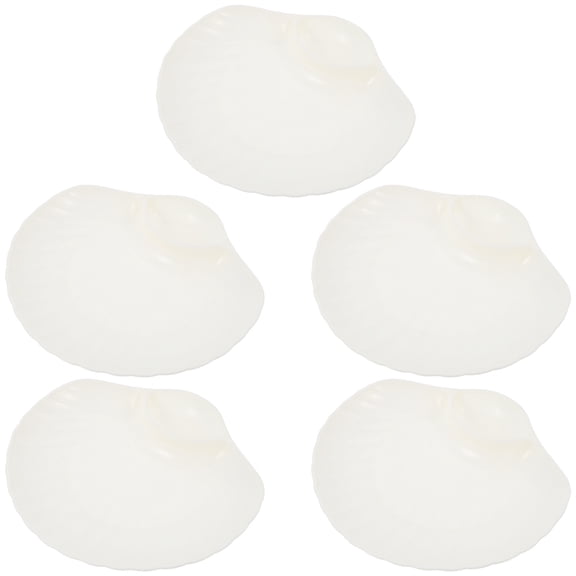 WEUVEB 5Pcs White Seashell Serving Plates Lightweight Reusable Sushi Dish Set