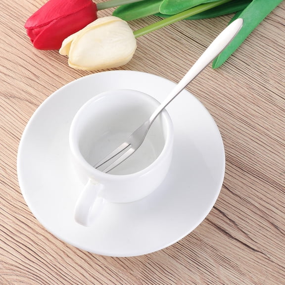WEUVEB 5Pcs Stainless Steel Cocktail Forks Plated Silver Fruit Picks Dishwasher Safe for Home and Restaurant