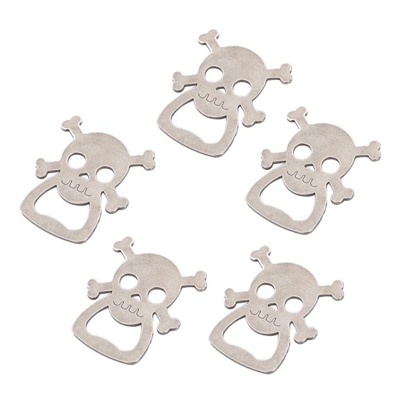 WEUVEB 5Pcs Wedding Bottle Opener Handheld Alloy Skull Head for Party Favors