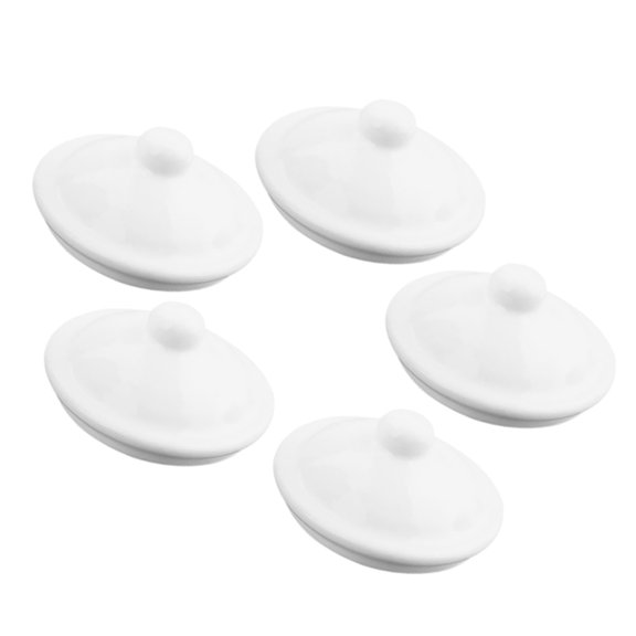 WEUVEB 5Pcs White Enamel Drinking Glasses Cap Mug Covers for Coffee and Tea