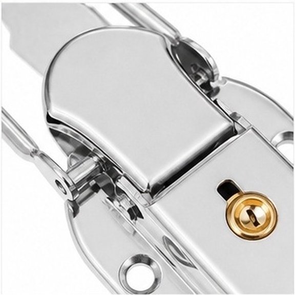 WEUVEB 5Set Metal Buckle Lock for Suitcase with Key Plated Silver Solid Locking Latch for Toolbox Cabinet Chest