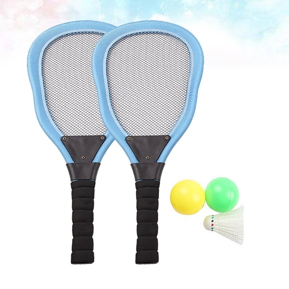 WEUVEB 5pcs Beach Racket Sports Set with Blue Rackets and Ocean Balls for Boys
