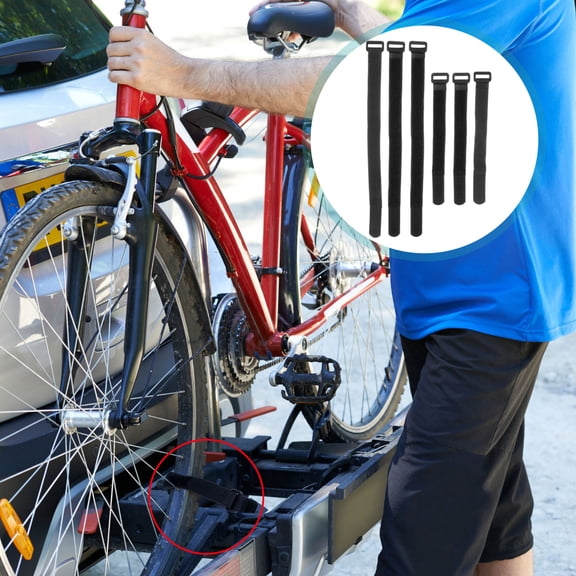 WEUVEB 6Pcs Adjustable Black Bike Wheel Fixing Strap Multifunctional Fastening Cable Strap for Bikes