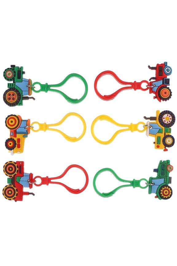 6Pcs Farm Tractor Keychains Assorted Color Cute Decorative Pendant for Backpacks