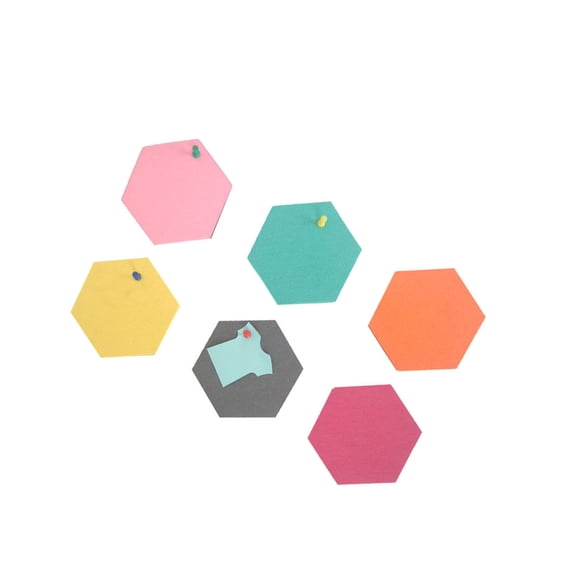 WEUVEB 6Pcs Black Hexagon Felt Tile Wall Sticker Adhesive for Photo Hanging and Message Board