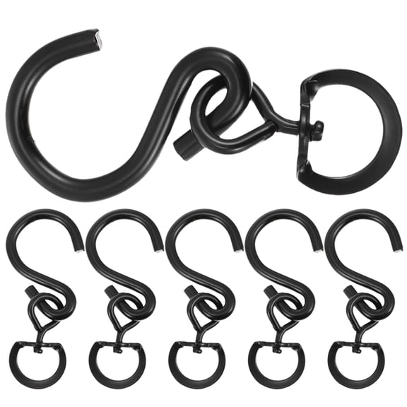 WEUVEB 6Pcs Garden Planter Hanging Hooks Black Heavy Duty Swivel Hooks for Flowerpot Suspension