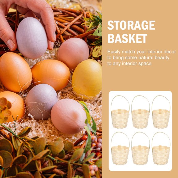 WEUVEB 6Pcs Handmade Beige Woven Storage Baskets for Small Items Elegant Flower Containers