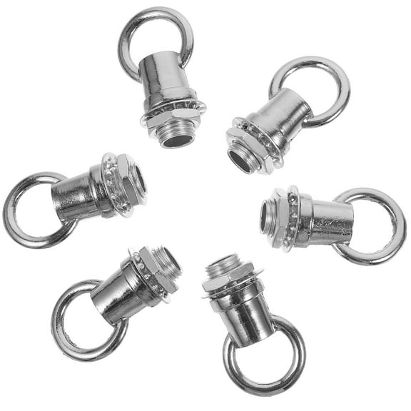 WEUVEB 6Pcs Hanging Light Hooks Plated Silver M10 Threaded Ring Screw for Light Fixture Support