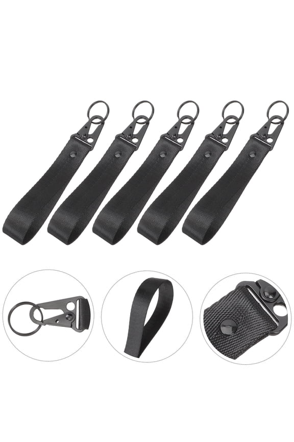 6-Pack Black Nylon Key Buckles for Men, Waist Belt Keychain Clips for Bags and Hanging Accessories