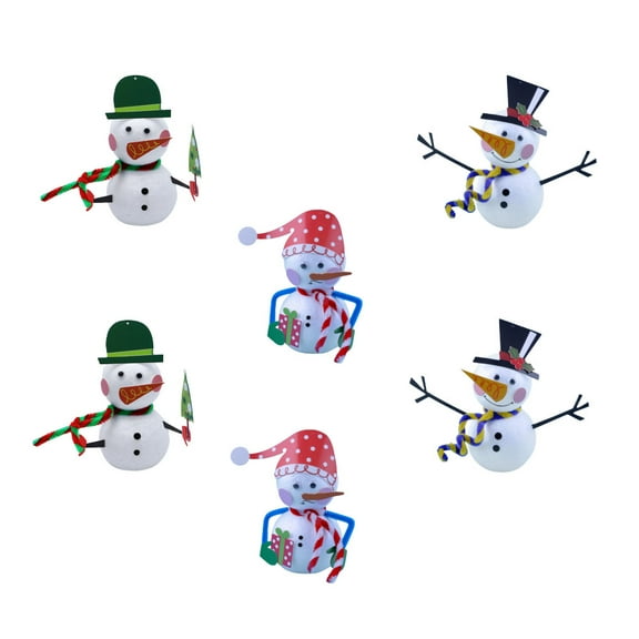 WEUVEB 6Pcs Christmas Snowman DIY Kit with Red Green and Gentlemen Hats for Table Decor