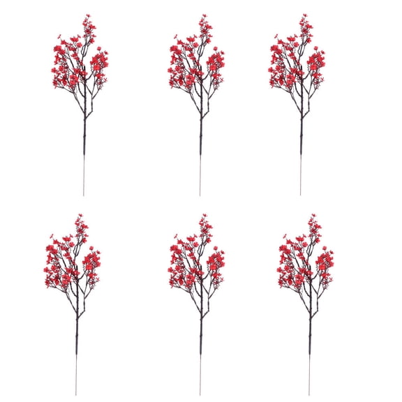 WEUVEB Red Artificial Breath Branches Floral Decor, Craft Supplies, 6 Pcs for Home, Wedding, Party Decoration