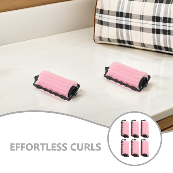 WEUVEB Pink Sponge Hair Rollers for Blowout Look No Heat Damagefree 6Pcs