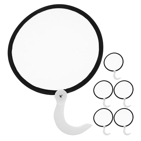 WEUVEB 6Pcs Portable Handheld Fans Foldable Round Fan Black for Outdoor Office Home Cooling