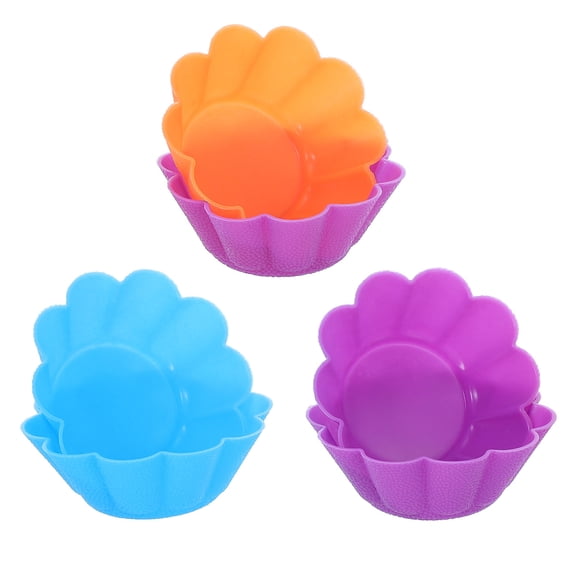 WEUVEB 6Pcs Silicone Cupcake Liners Flower Design Dishwasher Safe Nonstick Baking Cups