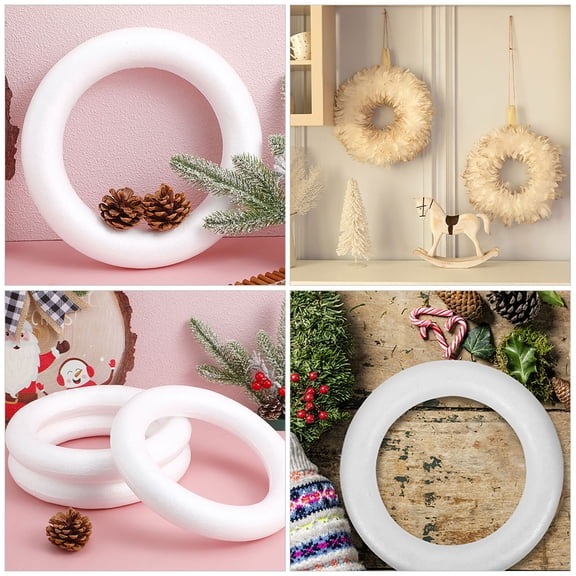 WEUVEB 6 Pcs White Round Foam Circles for Craft Projects Polystyrene for Christmas Holiday Decorations