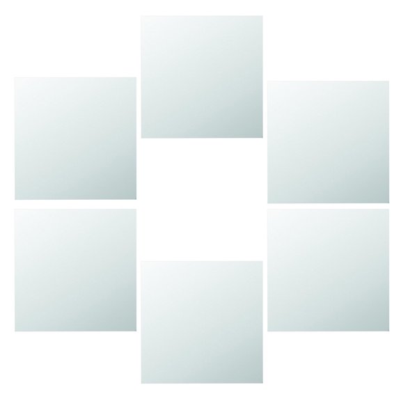 WEUVEB 6Pcs Silver Mirror Effect Wall Stickers Self-adhesive PET for Bathroom Decor