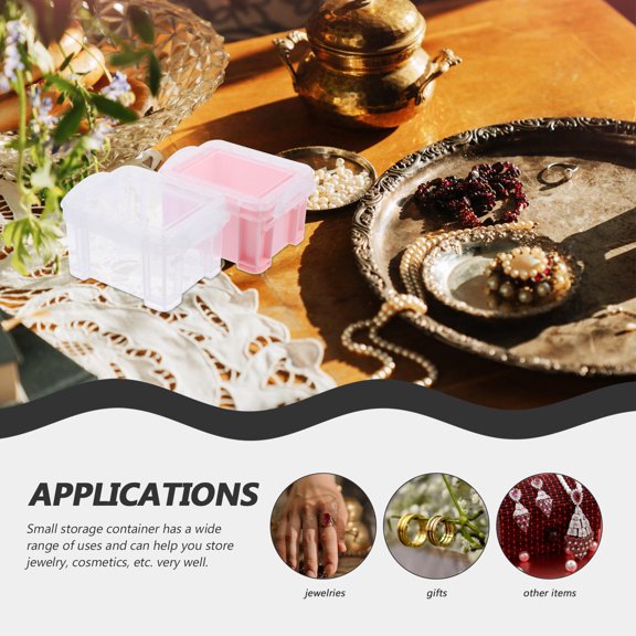 WEUVEB 6Pcs Small Storage Containers with Easy Open Lid Transparent Plastic Boxes for Jewelry
