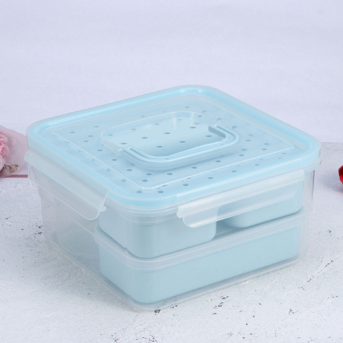Container Set Packing WEUVEB 6Set Food Organizer Containers Airtight for Meal Packing Square ...