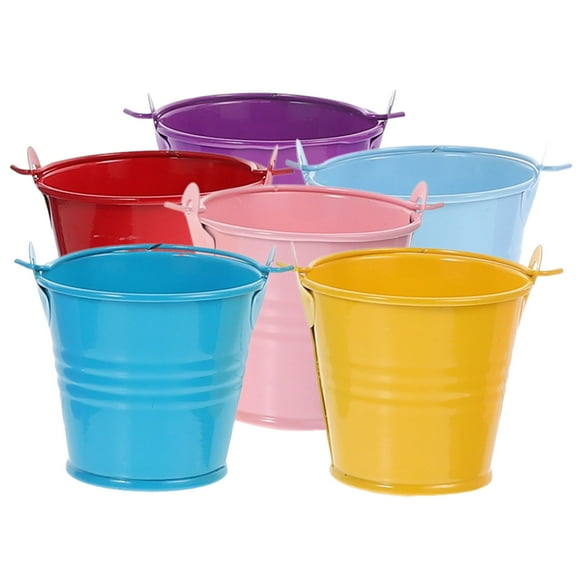 WEUVEB 6pcs Colored Small Bucket For Decorative Storage Gardening Flower Planter Lake Deep For Parties And Home Decor