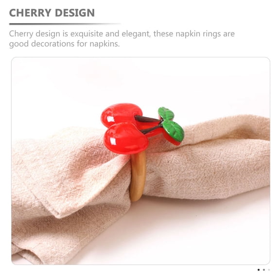 WEUVEB 6pcs Gold Napkin Rings Bulk Cherry Napkin Holders Metal Maple Cherry Holder For Wedding Banquet