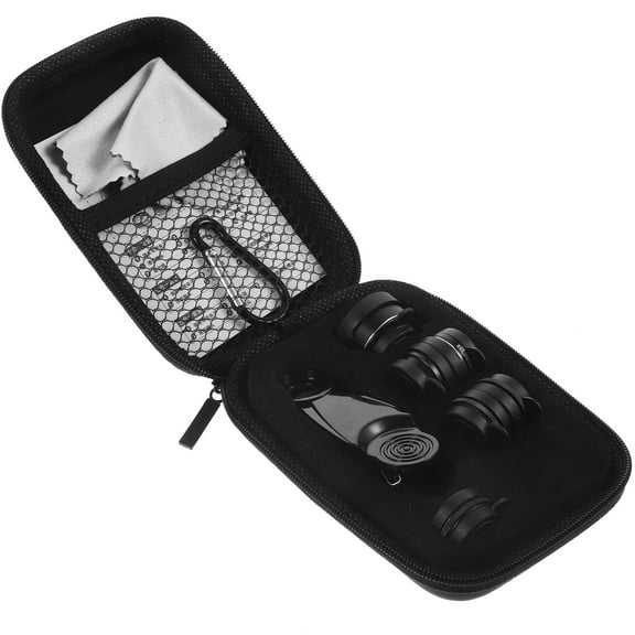 WEUVEB 7 In 1 Phone Camera Lens Kit Telephoto Lens Set Black Glass with Reduces Ghosting Feature