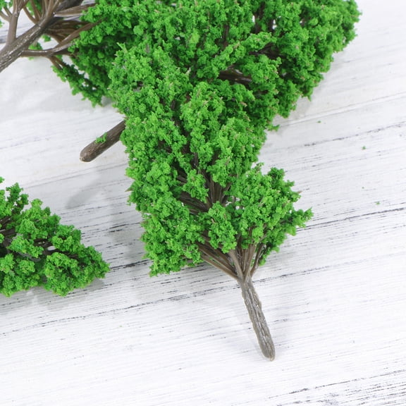 WEUVEB 7-Piece Green Plastic Poplar Model Trees for Garden Landscaping, Miniature Trees for Dioramas, Crafts, and Outdoor Scenes