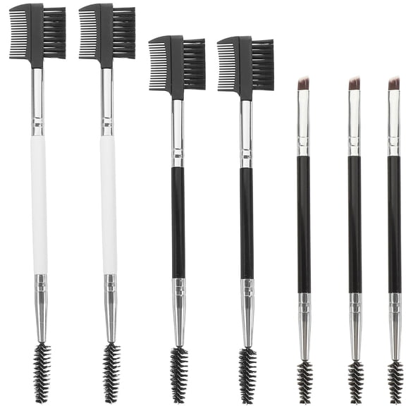 WEUVEB 7Pcs Makeup Brush Set Double-End Black Cosmetic Tools for Daily Makeup Use