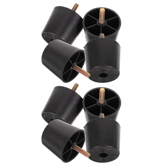 WEUVEB 8 Pcs Screw On Furniture Glides Plastic Black Noise Reduction Furniture Risers