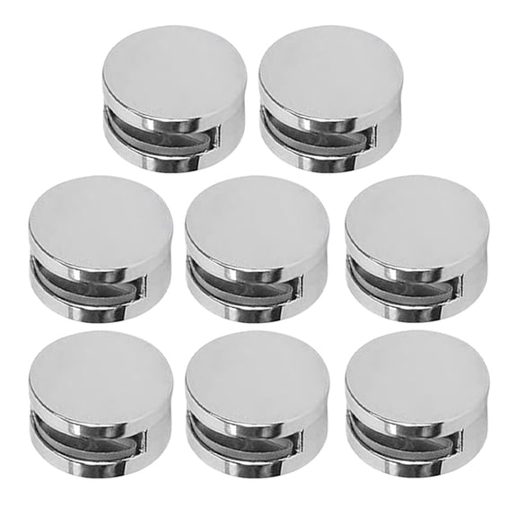 WEUVEB 8 Set Bright Finish Mirror Clips Zinc Alloy Round Style Glass Securing for Homeowners