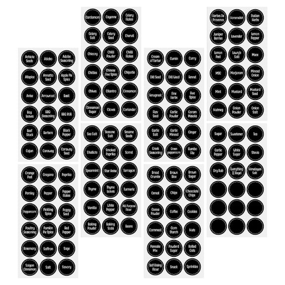 WEUVEB Black PVC Spice Jar Labels - Easy to Apply, , Versatile, Clear and Elegant for Kitchen Organization