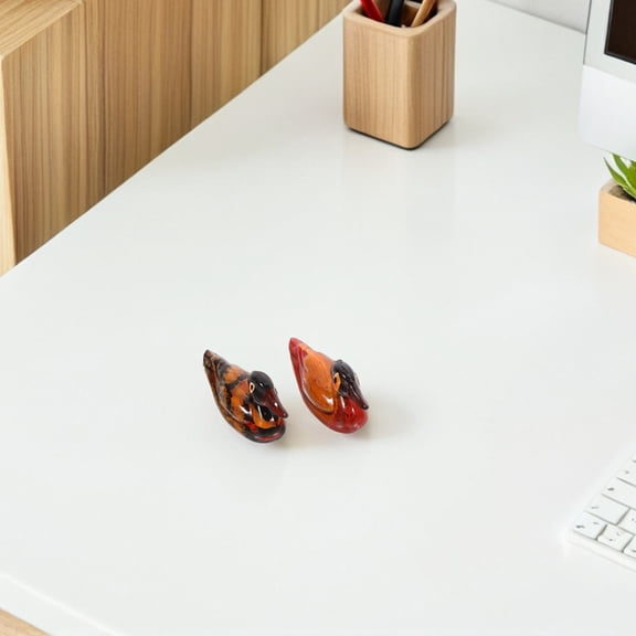 WEUVEB 8Pairs Hand Carved Multi Color Duck Figurine Resin Decorative Sculpture for Wedding