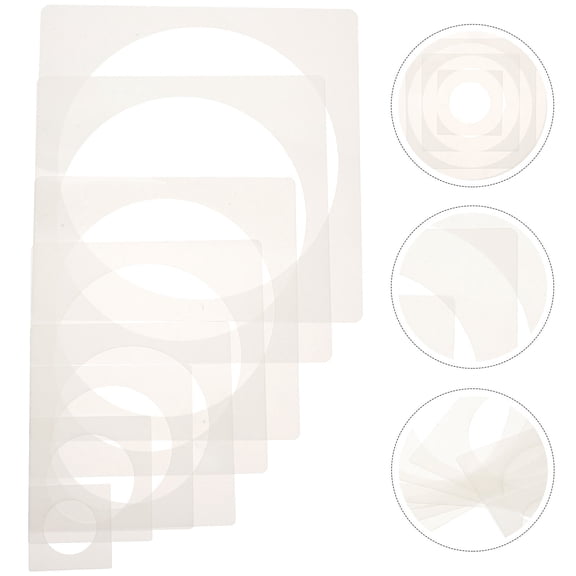 WEUVEB 8Pcs Multi Function Round Painting Stencils White Plastic DIY Drawing Templates Reusable