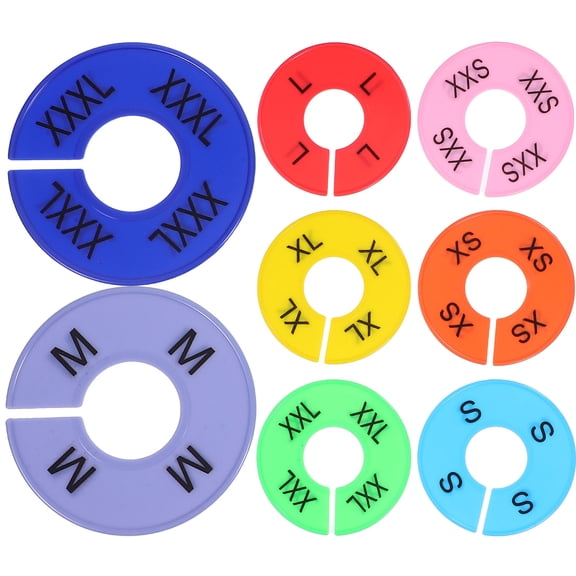 WEUVEB 8Pcs Round Plastic Clothing Size Dividers for Home Closet Organizer Hanger Separators